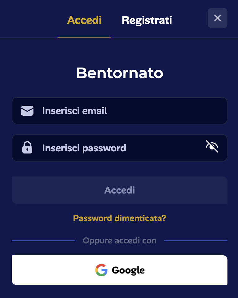 Modulo di login di Manekispin Casino