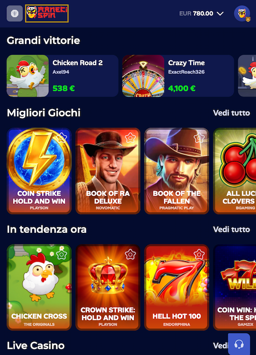 Versione mobile di Manekispin Casino